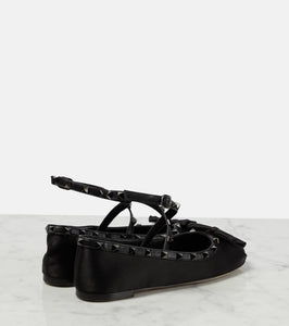 Valentino Garavani Rockstud satin ballet flats