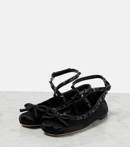Valentino Garavani Rockstud satin ballet flats