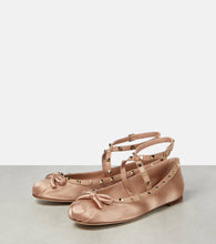 Valentino Garavani Rockstud satin  ballet flats