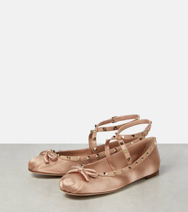Valentino Garavani Rockstud satin  ballet flats