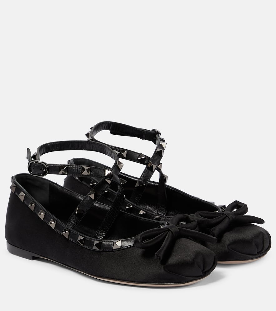 Valentino Garavani Rockstud satin ballet flats