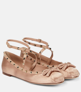 Valentino Garavani Rockstud satin  ballet flats