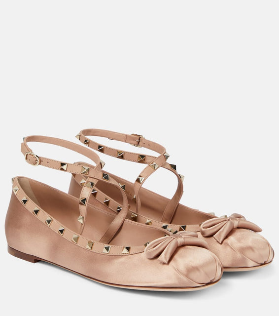 Valentino Garavani Rockstud satin  ballet flats