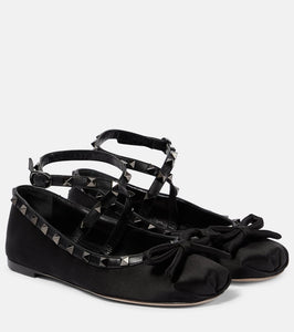 Valentino Garavani Rockstud satin ballet flats