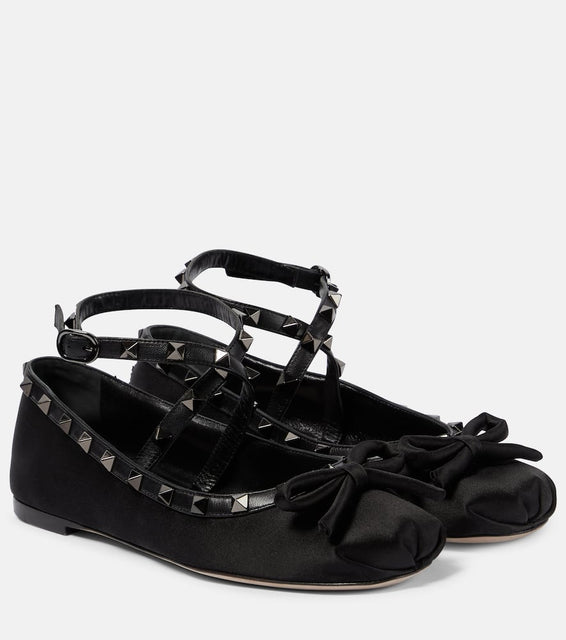 Valentino Garavani Rockstud satin ballet flats