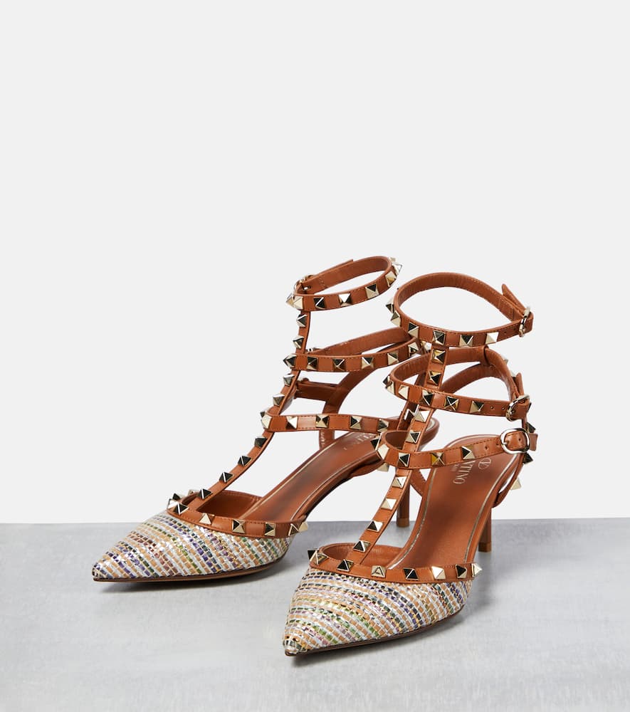 Valentino Garavani Rockstud striped pumps