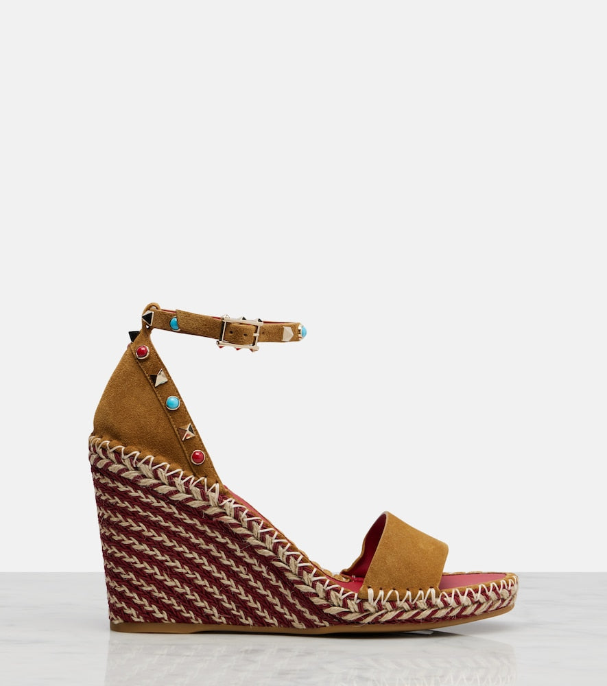 Valentino Garavani Rockstud suede wedge sandals