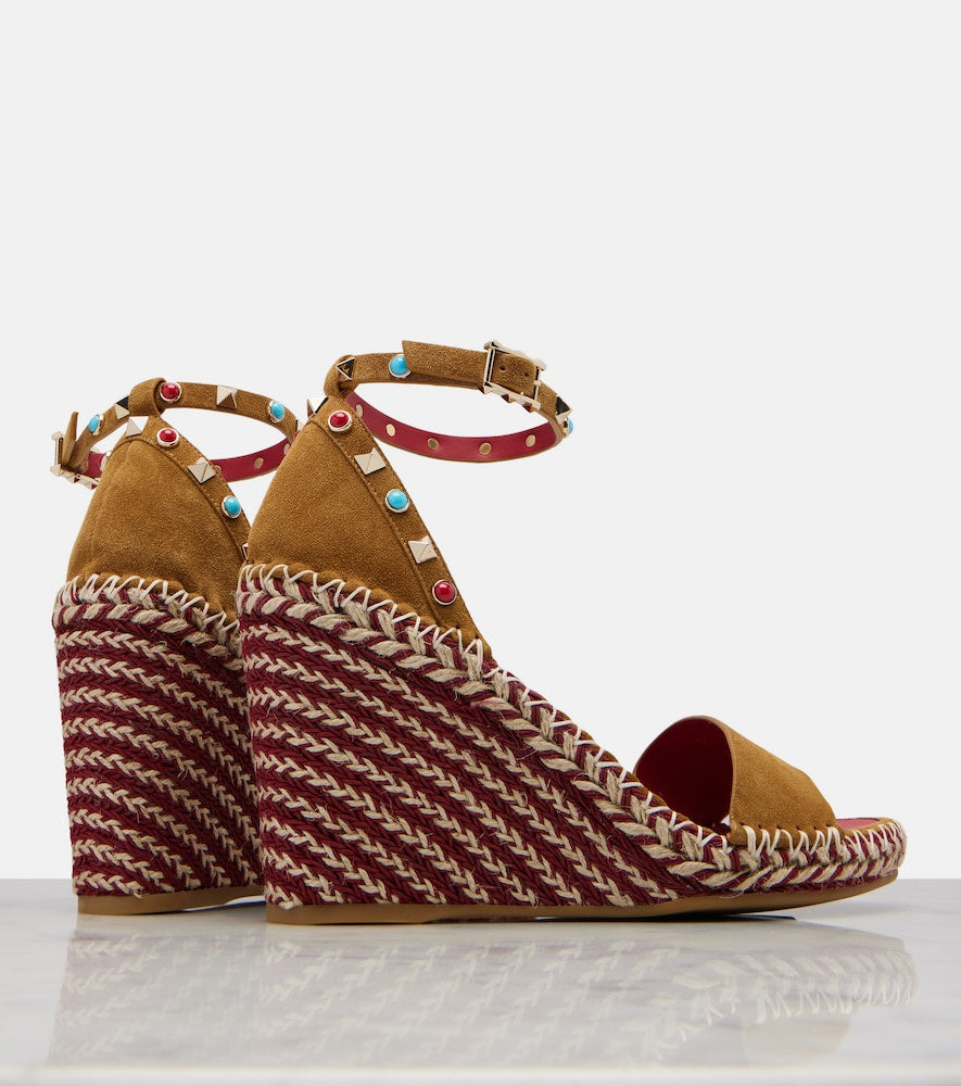 Valentino Garavani Rockstud suede wedge sandals