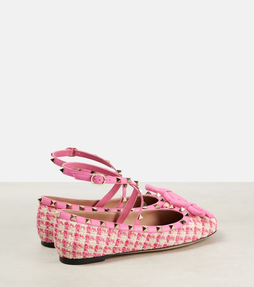 Valentino Garavani Rockstud tweed ballet flats