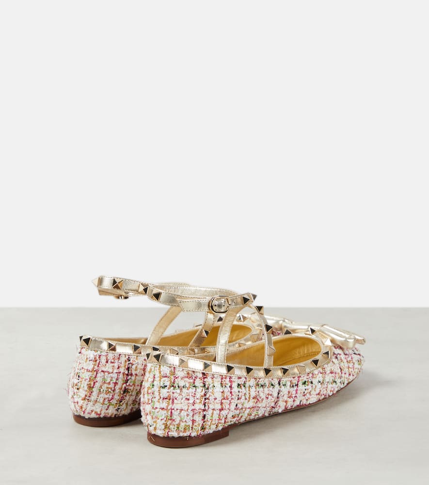 Valentino Garavani Rockstud tweed ballet flats