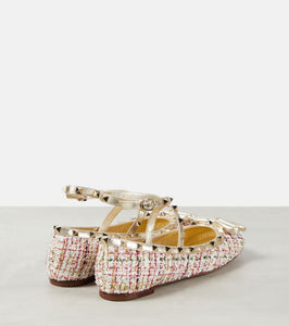 Valentino Garavani Rockstud tweed ballet flats