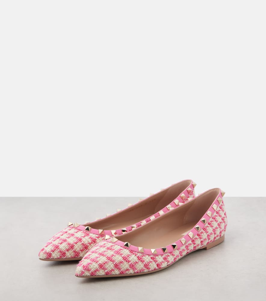Valentino Garavani Rockstud tweed ballet flats