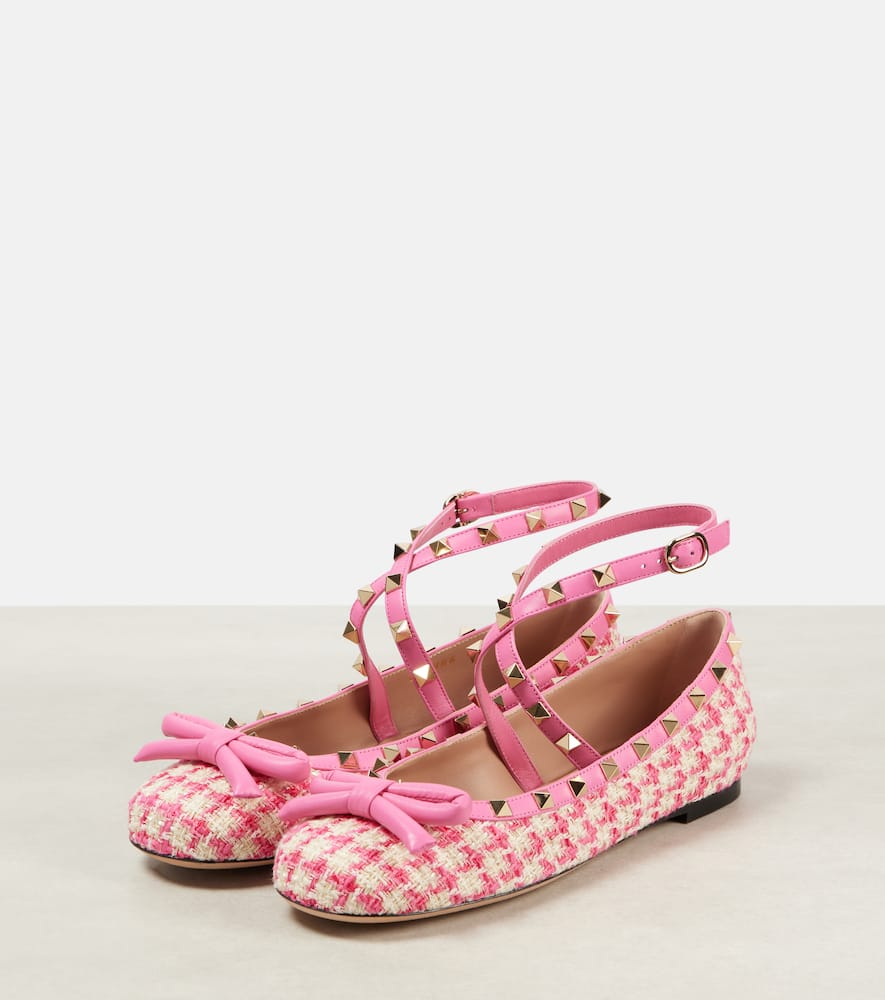 Valentino Garavani Rockstud tweed ballet flats