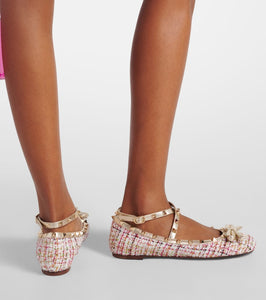 Valentino Garavani Rockstud tweed ballet flats