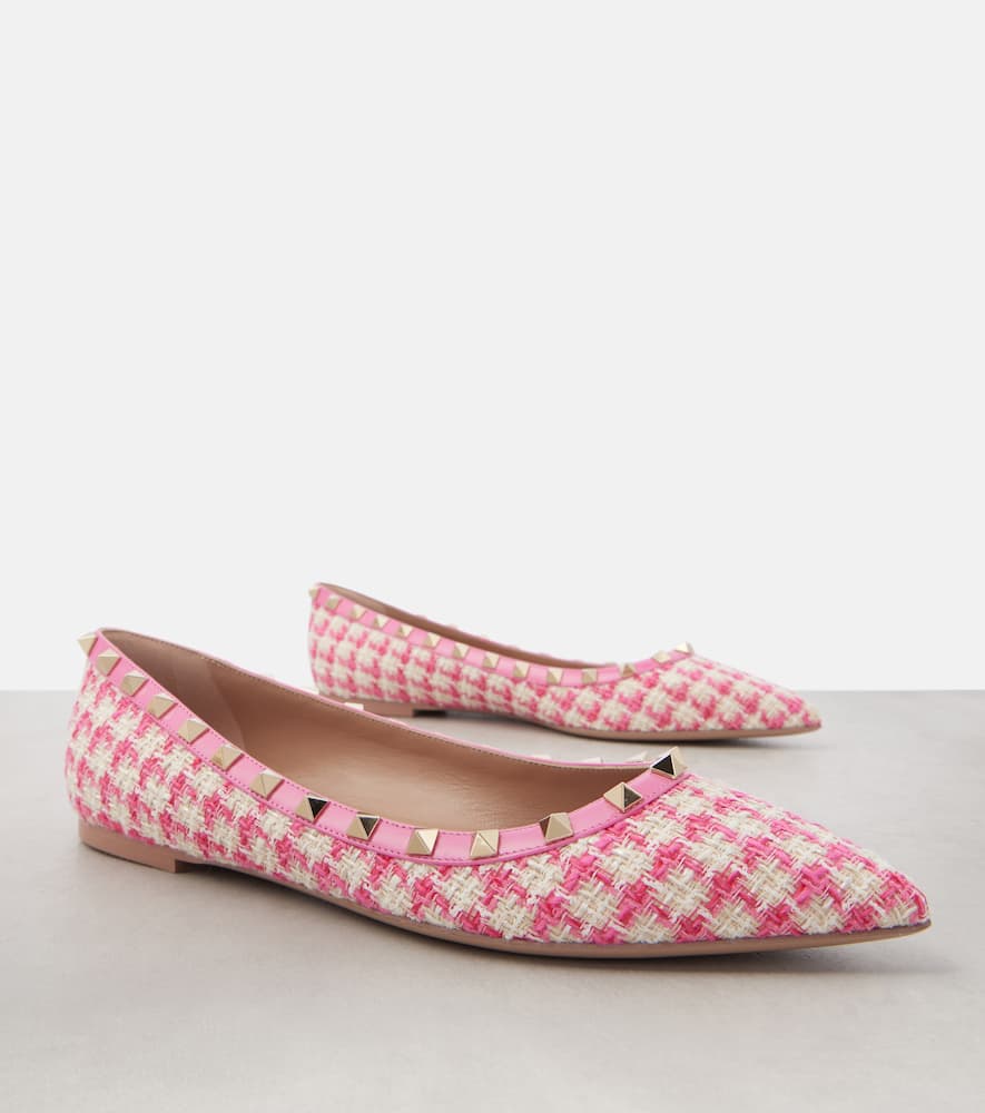Valentino Garavani Rockstud tweed ballet flats