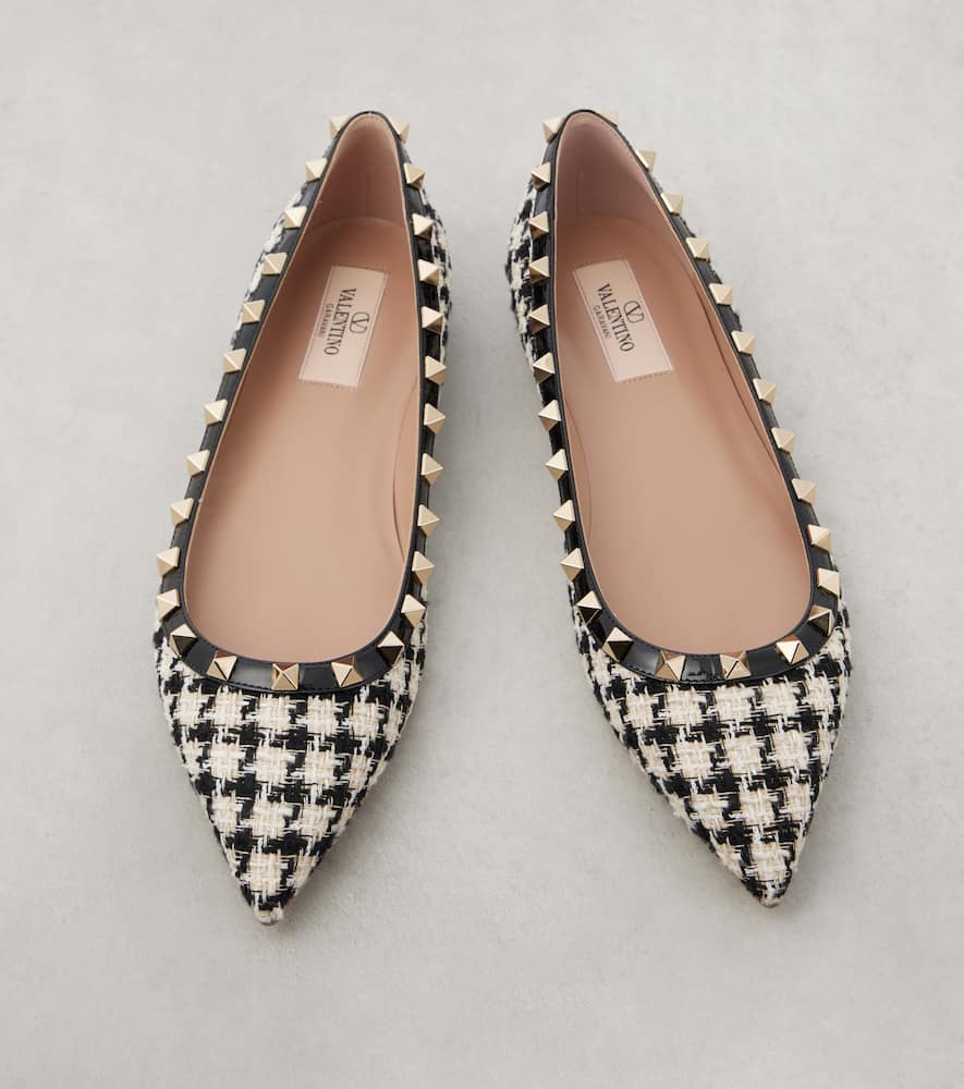 Valentino Garavani Rockstud tweed ballet flats