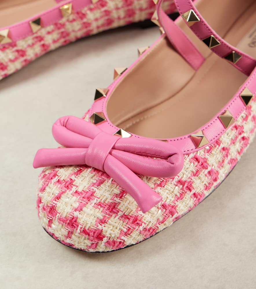 Valentino Garavani Rockstud tweed ballet flats