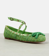 Valentino Garavani Rockstud tweed lam√É¬© ballet flats