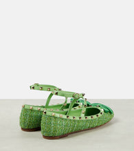 Valentino Garavani Rockstud tweed lam√É¬© ballet flats