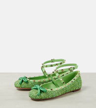 Valentino Garavani Rockstud tweed lam√É¬© ballet flats