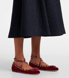 Valentino Garavani Rockstud velvet ballet flats