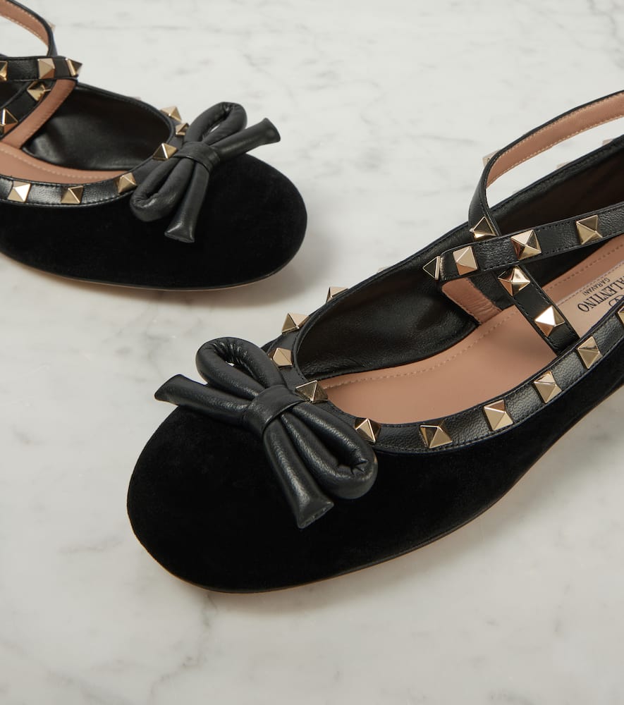 Valentino Garavani Rockstud velvet ballet flats
