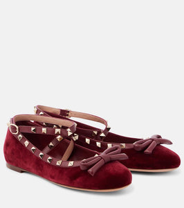 Valentino Garavani Rockstud velvet ballet flats