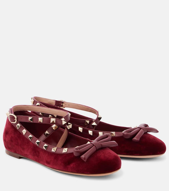Valentino Garavani Rockstud velvet ballet flats