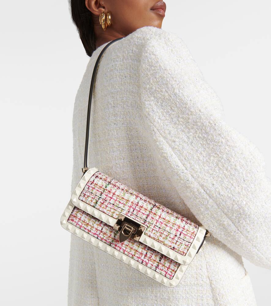 Valentino Garavani Rockstud23 E/W tweed shoulder bag