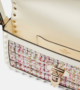 Valentino Garavani Rockstud23 E/W tweed shoulder bag