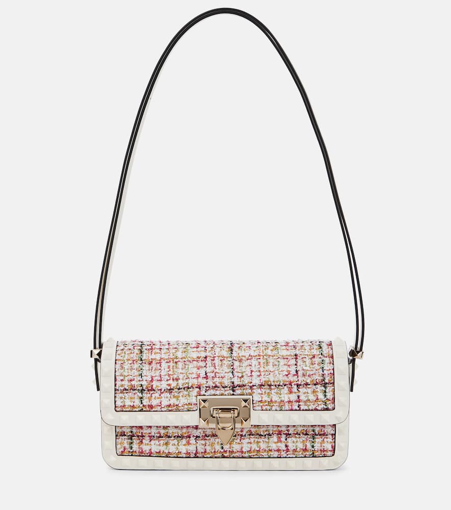Valentino Garavani Rockstud23 E/W tweed shoulder bag