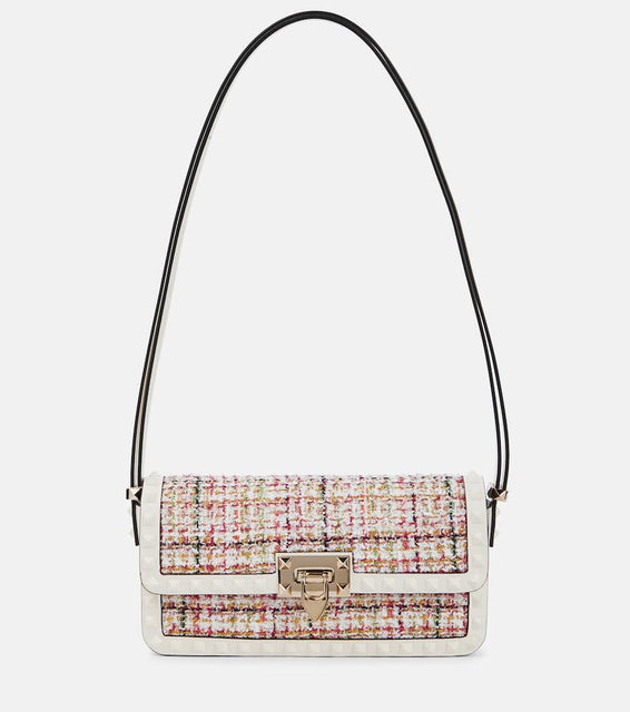 Valentino Garavani Rockstud23 E/W tweed shoulder bag