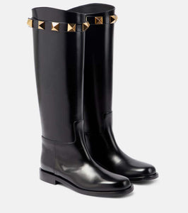Valentino Garavani Roman Stud leather knee-high boots