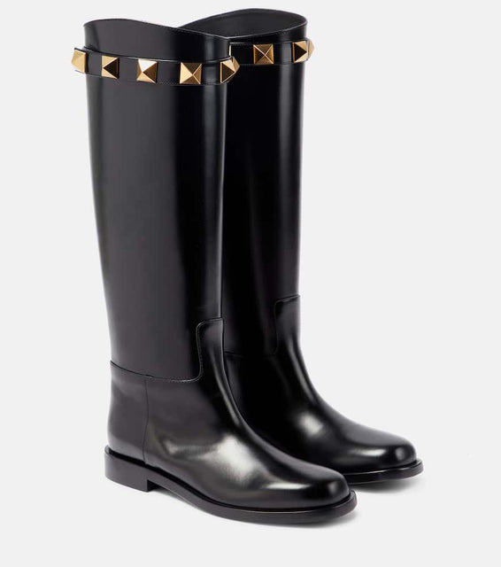 Valentino Garavani Roman Stud leather knee-high boots