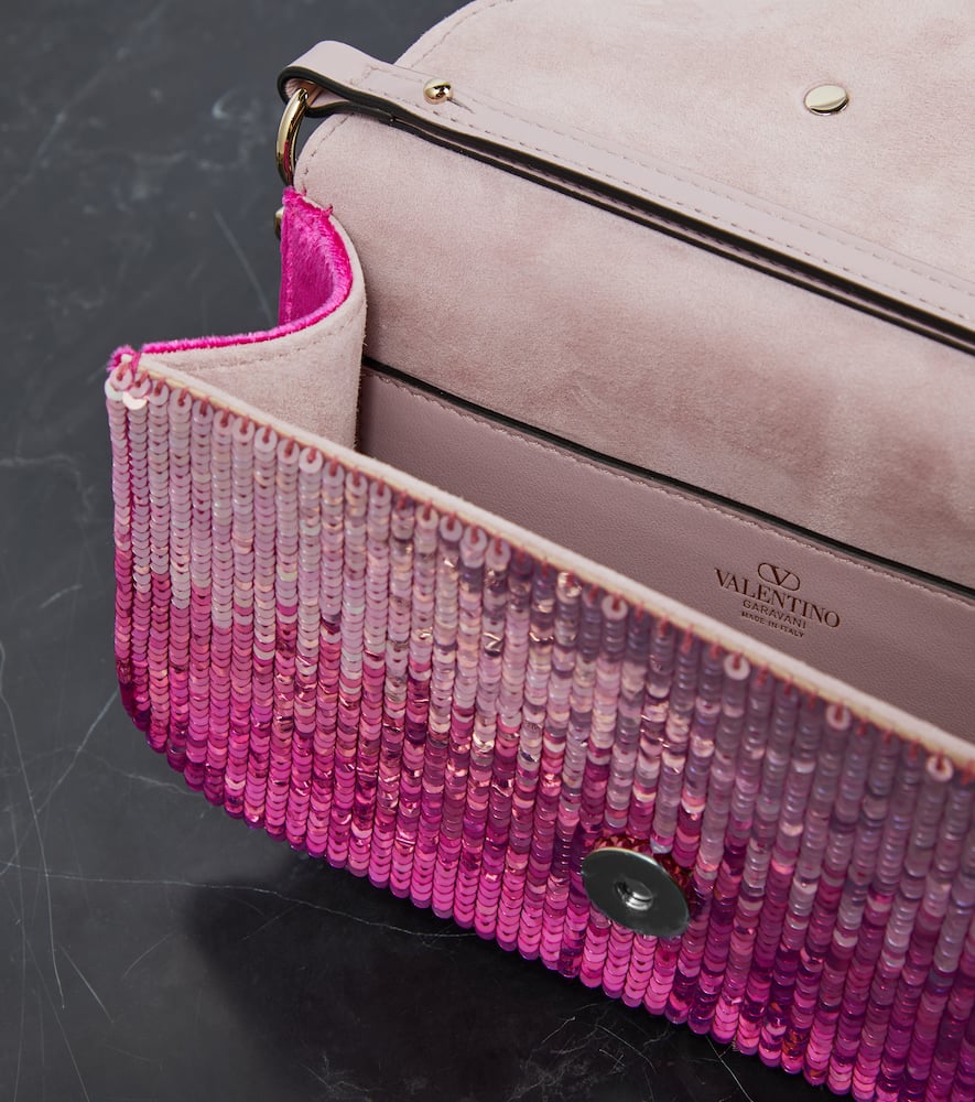 Valentino Garavani Sequined silk-satin shoulder bag