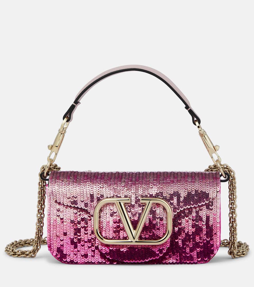 Valentino Garavani Sequined silk-satin shoulder bag