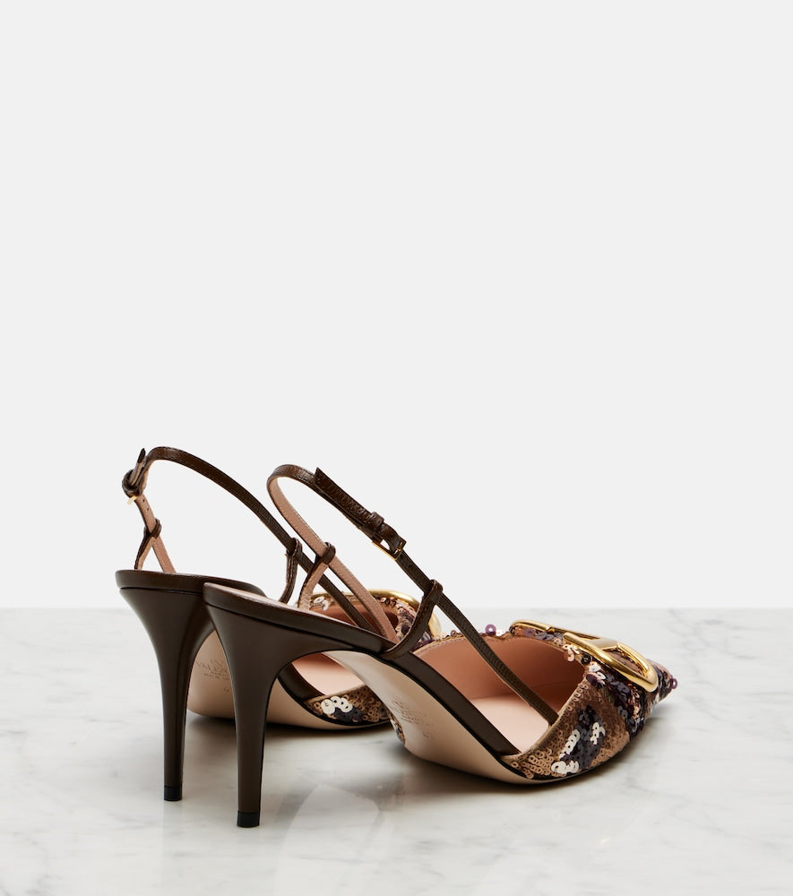 Valentino Garavani Signature VLogo sequined slingback pumps