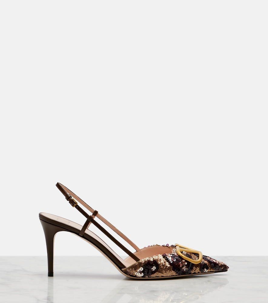 Valentino Garavani Signature VLogo sequined slingback pumps