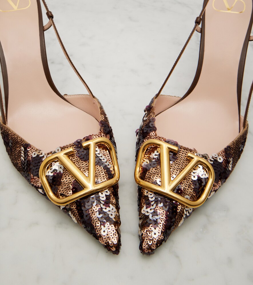 Valentino Garavani Signature VLogo sequined slingback pumps