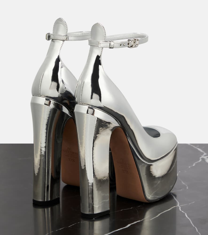 Valentino Garavani Tan-Go 155 metallic leather platform pumps