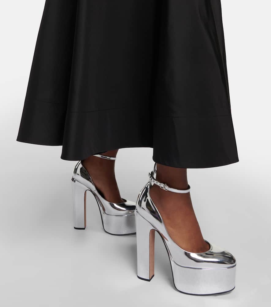 Valentino Garavani Tan-Go 155 metallic leather platform pumps