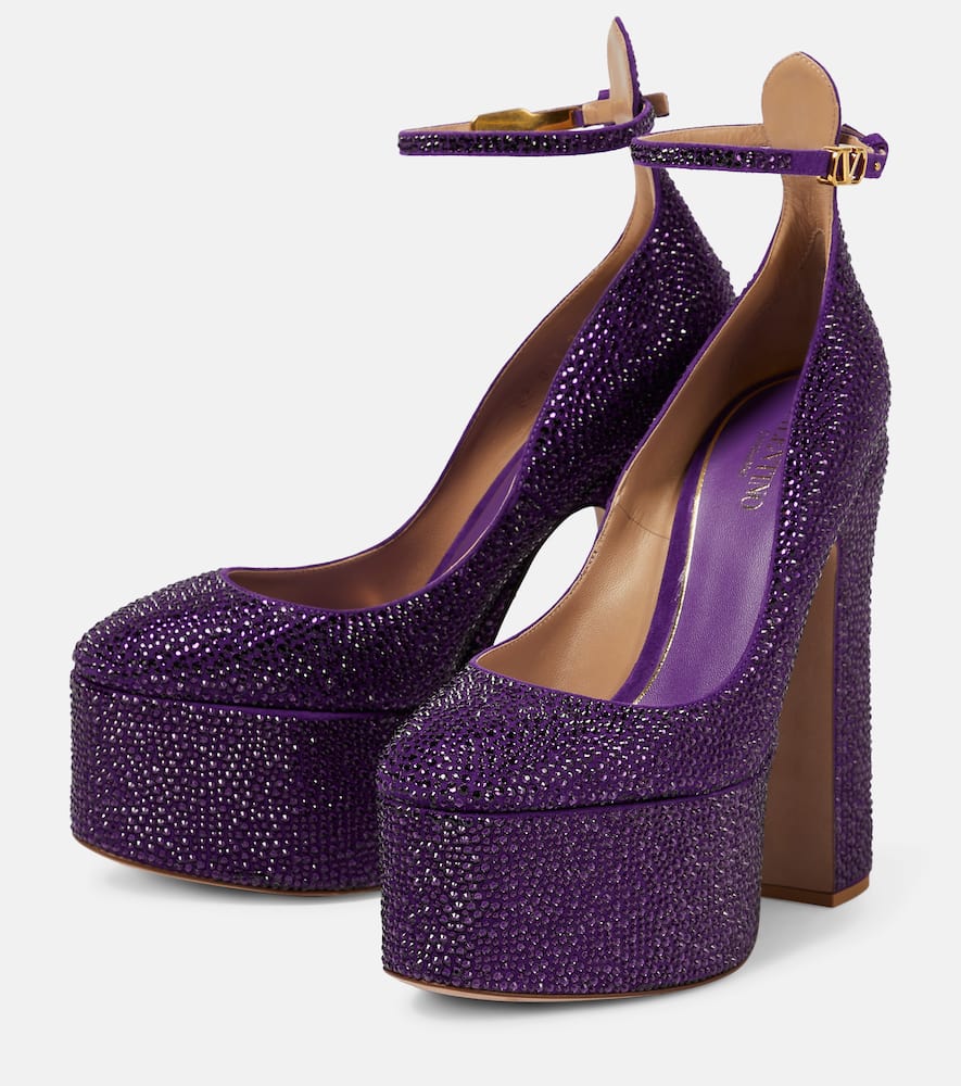 Valentino Garavani Tan-Go embellished leather platform pumps