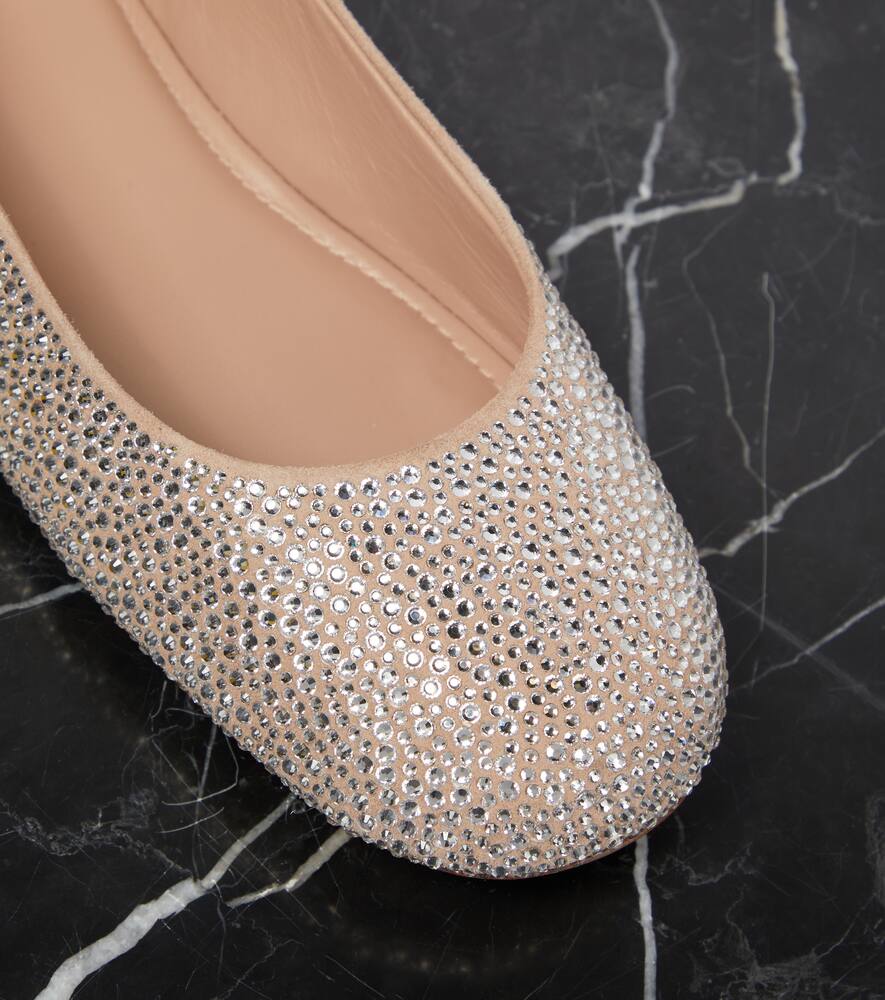 Valentino Garavani Tan-Go embellished suede ballet flats