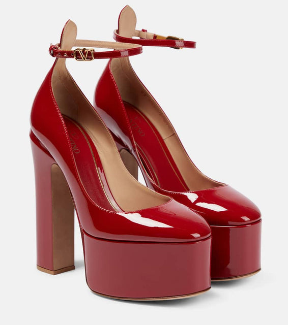 Valentino Garavani Tan-Go patent leather platform pumps