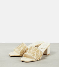 Valentino Garavani Toile Iconographe 50 raffia-trimmed mules