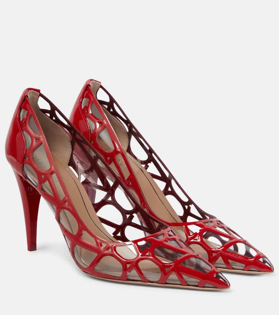 Valentino Garavani Toile Iconographe PVC and patent leather pumps