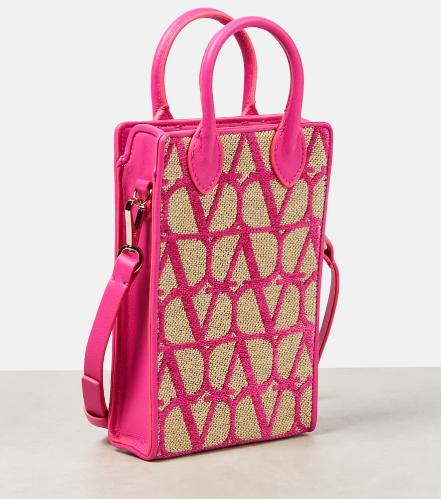 Valentino Garavani Toile Iconographe leather-trimmed crossbody bag