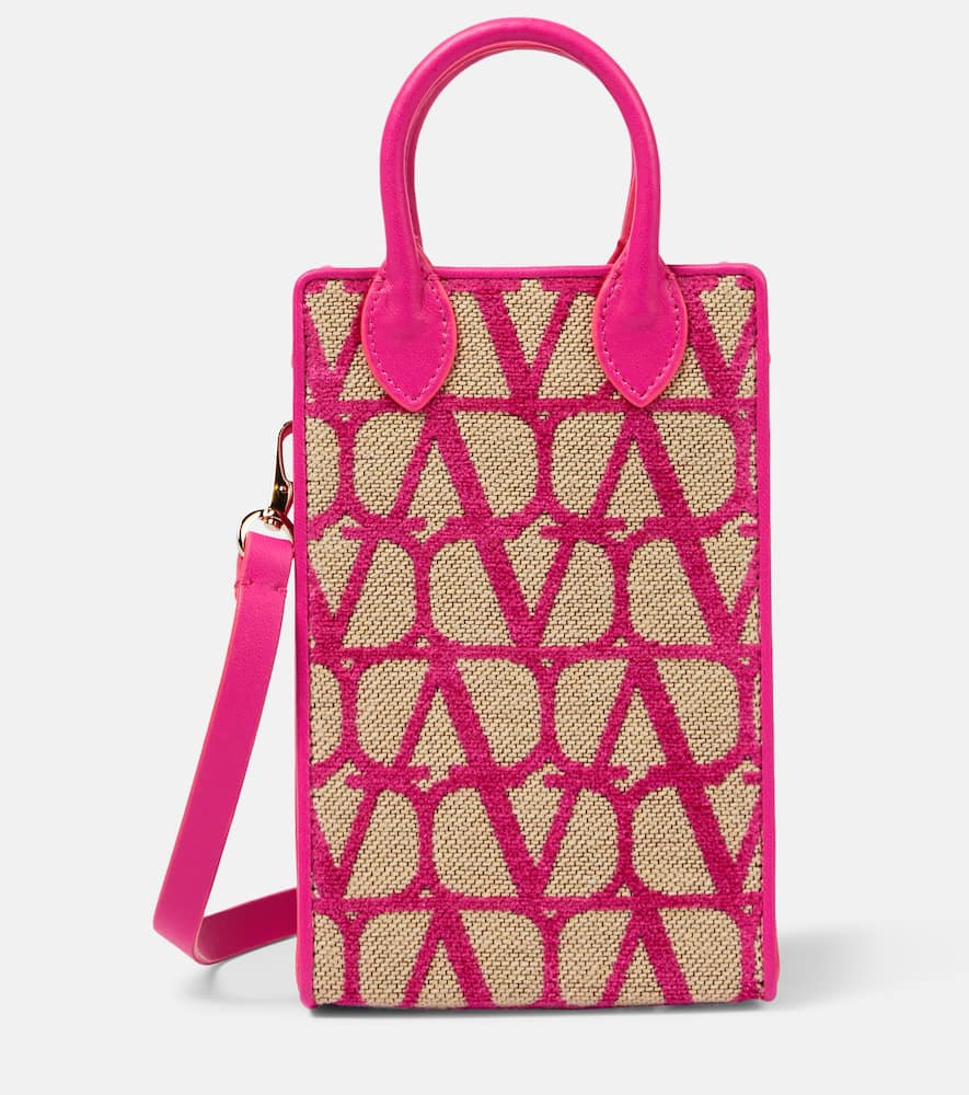 Valentino Garavani Toile Iconographe leather-trimmed crossbody bag