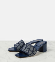 Valentino Garavani Toile Iconographe leather-trimmed denim slides