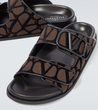 Valentino Garavani Toile Iconographe leather-trimmed sandals